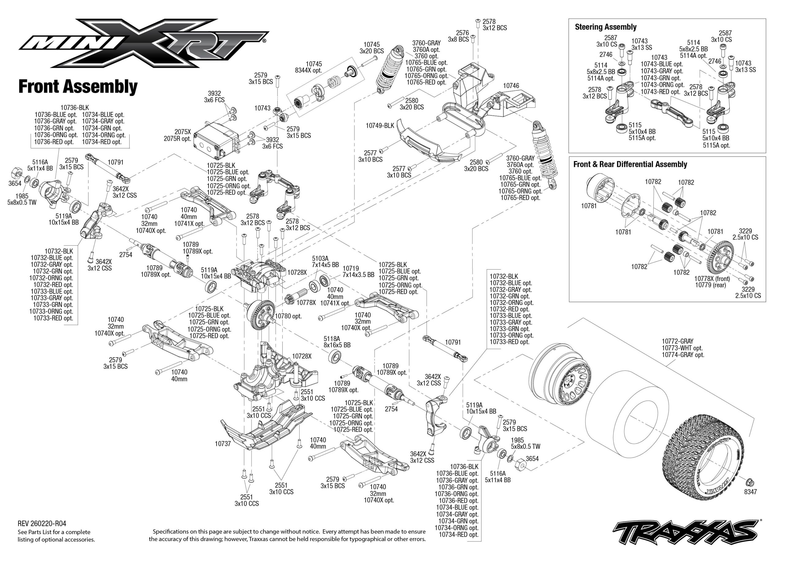 Mini XRT (108076-1) Front Assembly Exploded View