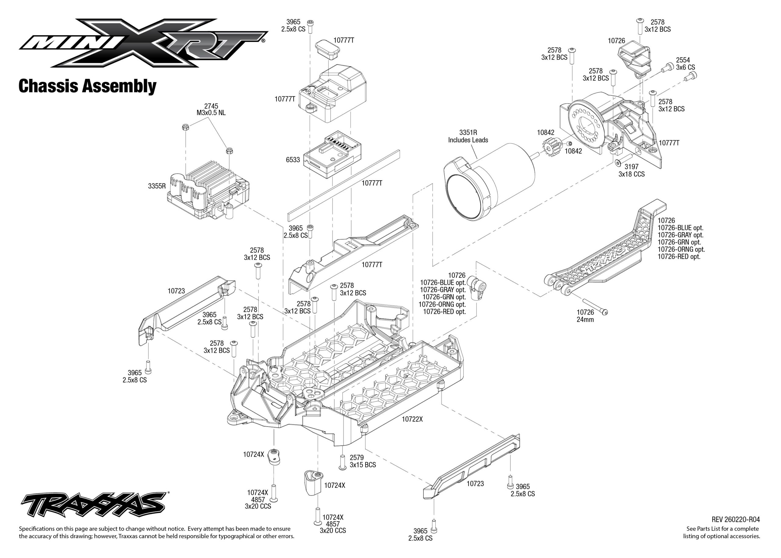 Mini XRT (108076-1) Chassis Assembly Exploded View