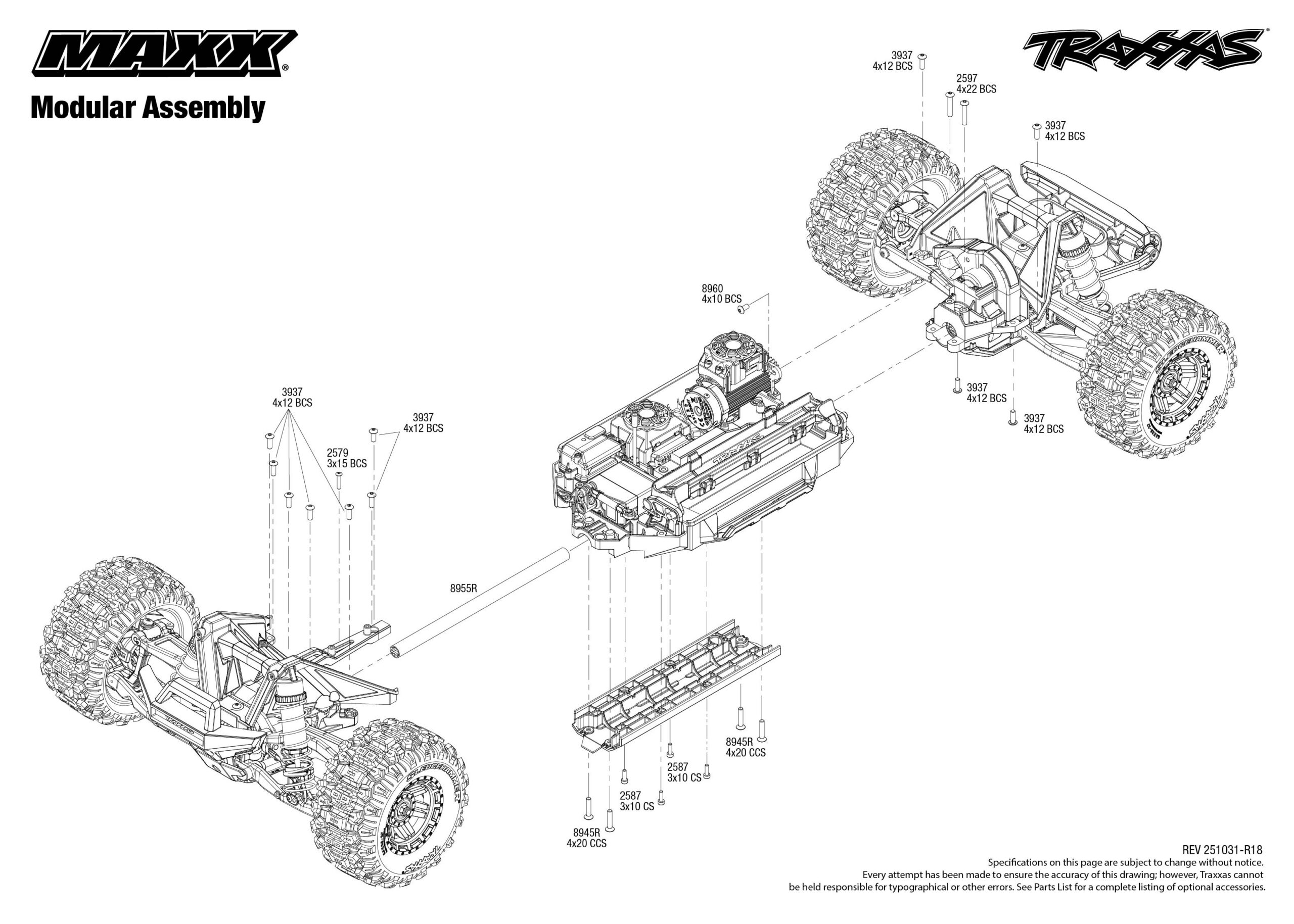 Traxxas Maxx (89086-4) Modular Assembly Exploded View