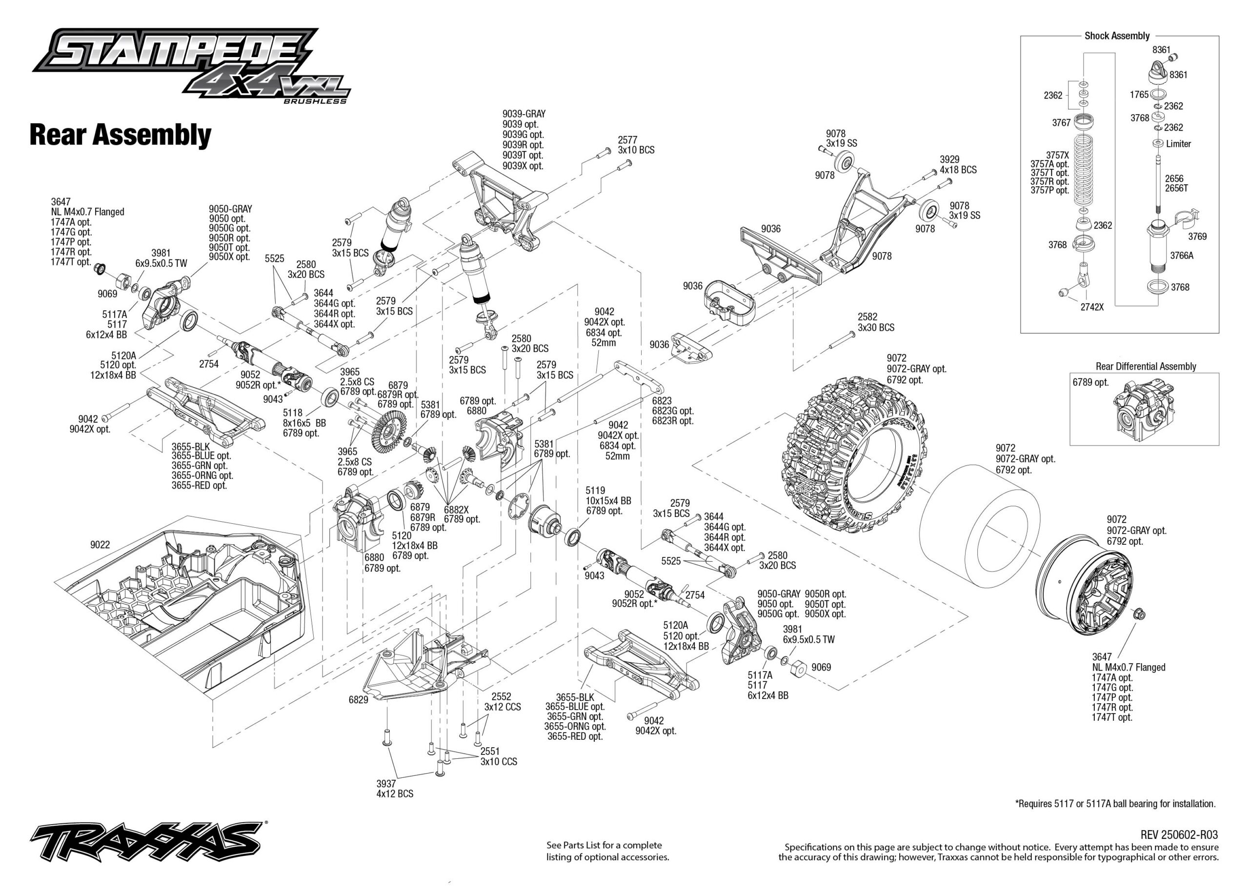 Stampede 4X4 VXL (90376-4) Rear Assembly Exploded View