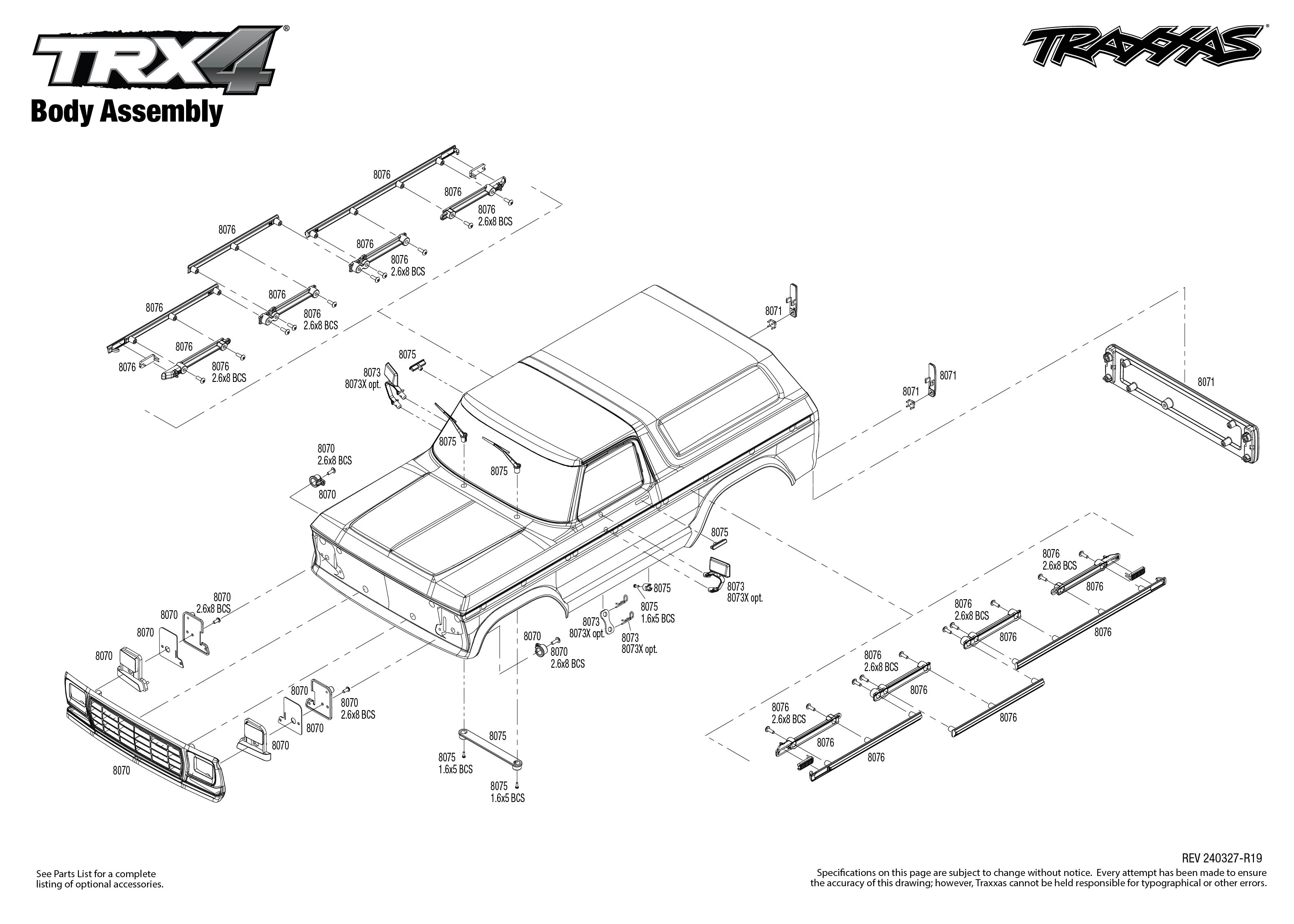 TRX-4 1979 Ford Bronco (82246-4) Body Assembly Exploded View