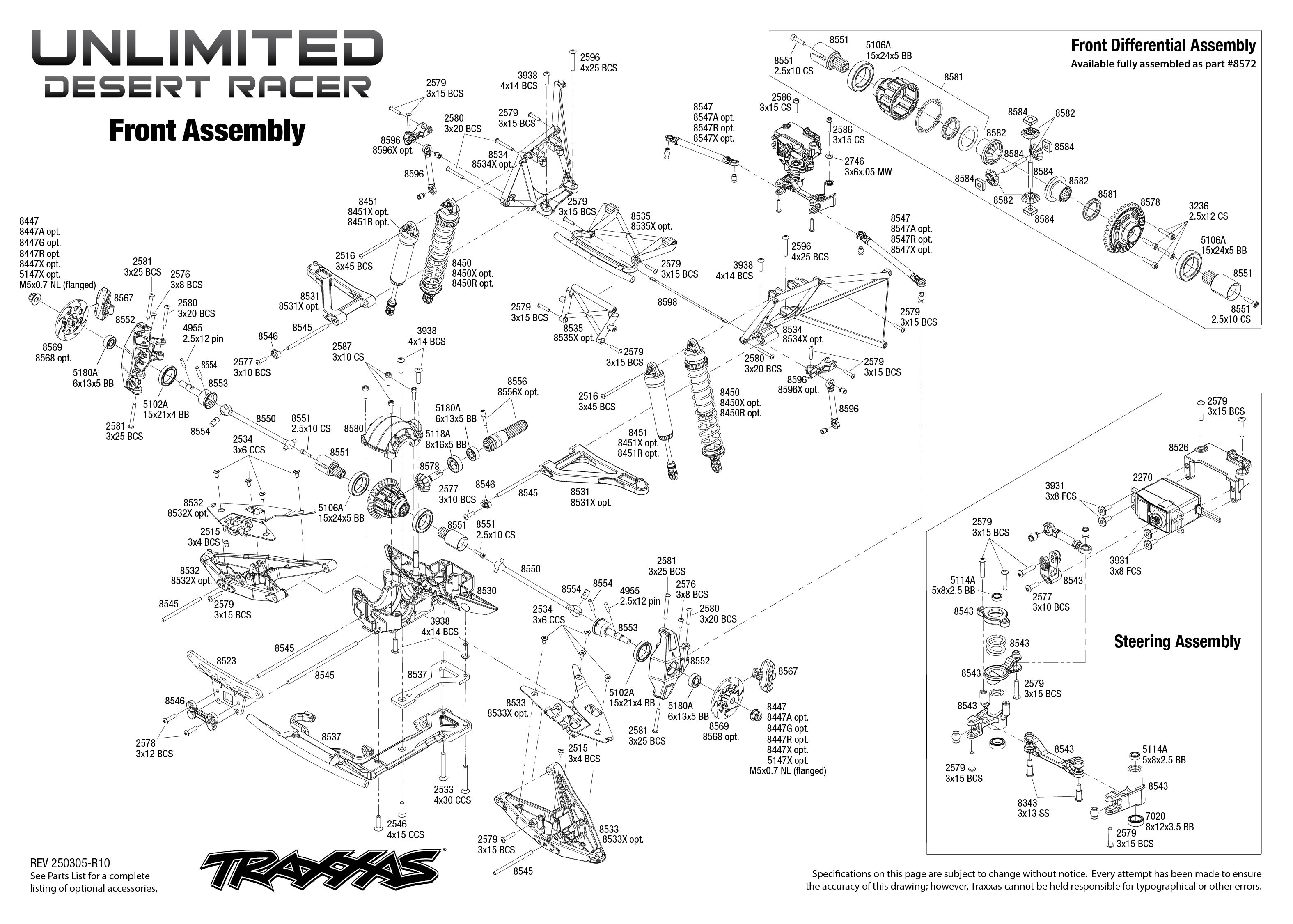 Unlimited Desert Racer (85086-4) Front Assembly Exploded View