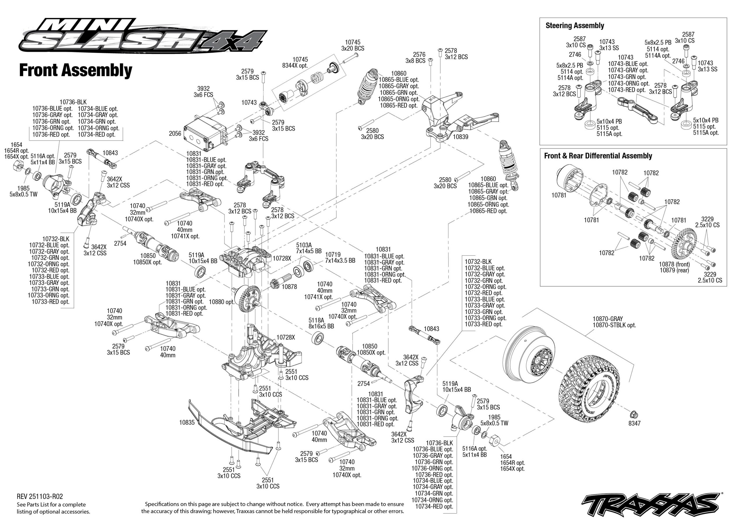 Mini Slash 4X4 (108164-1) Front Assembly Exploded View