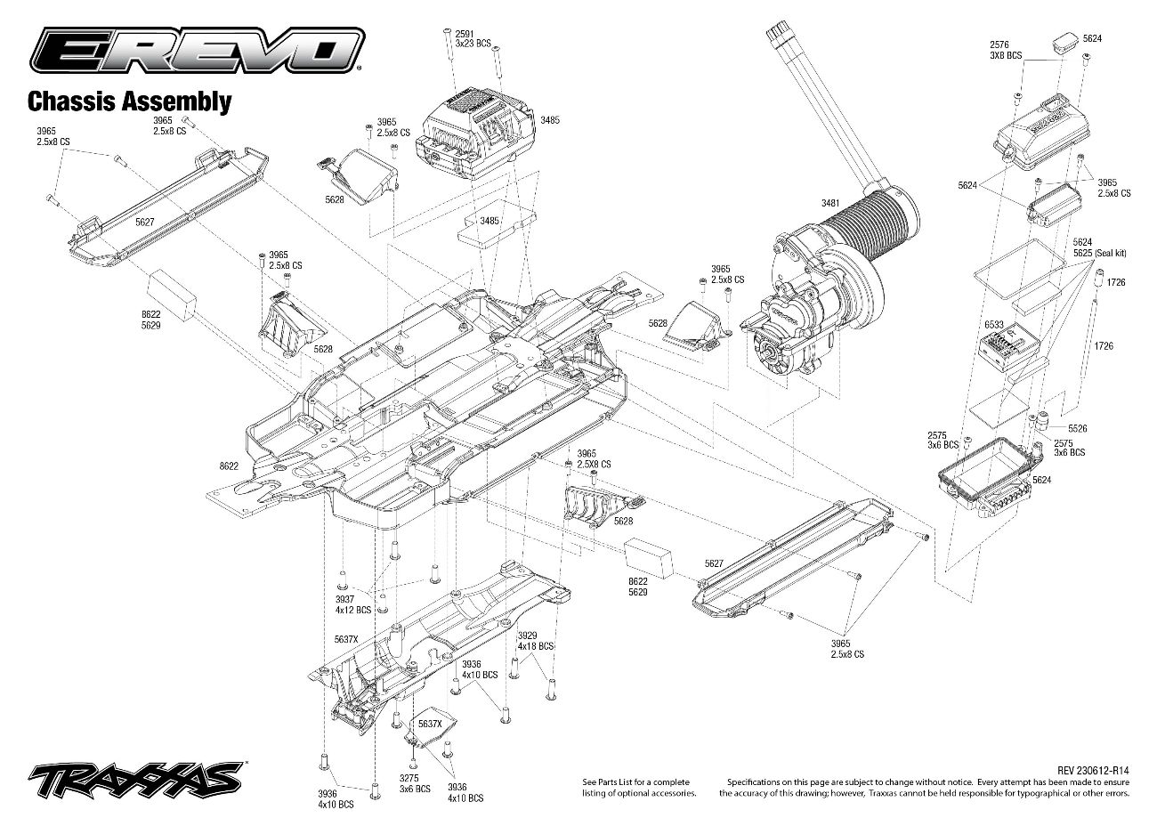 E-Revo VXL Brushless (86086-4) Chassis Assembly Exploded View