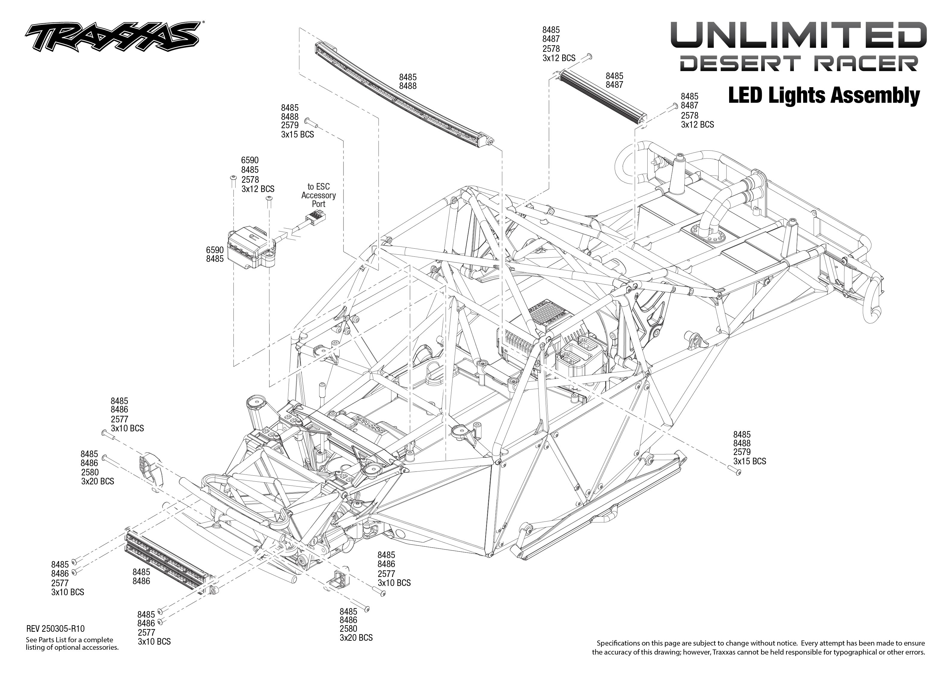 Unlimited Desert Racer (85086-4) LED Lights Assembly Exploded View