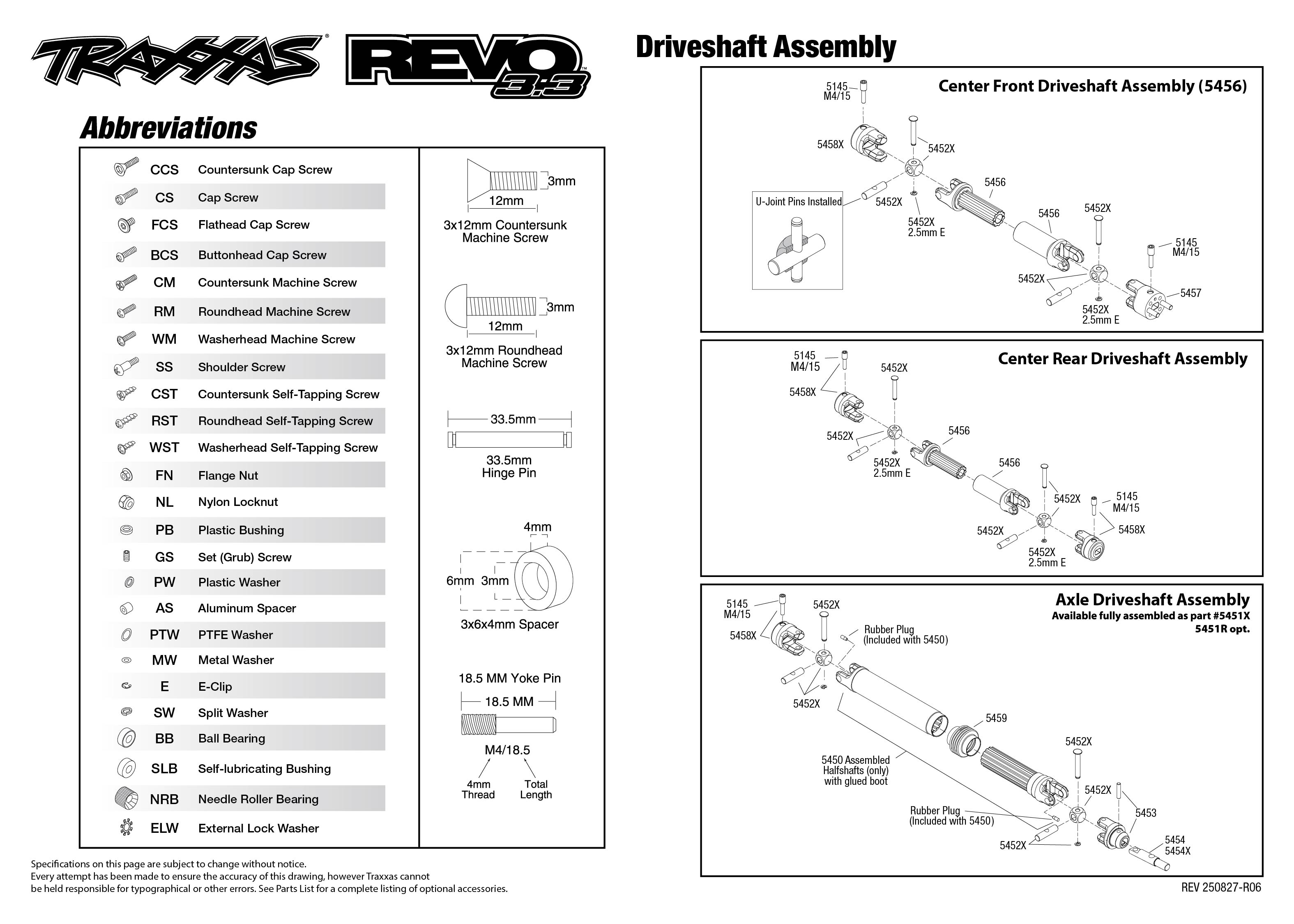 Revo 3.3 (53097-3) Driveshafts Assembly Exploded View