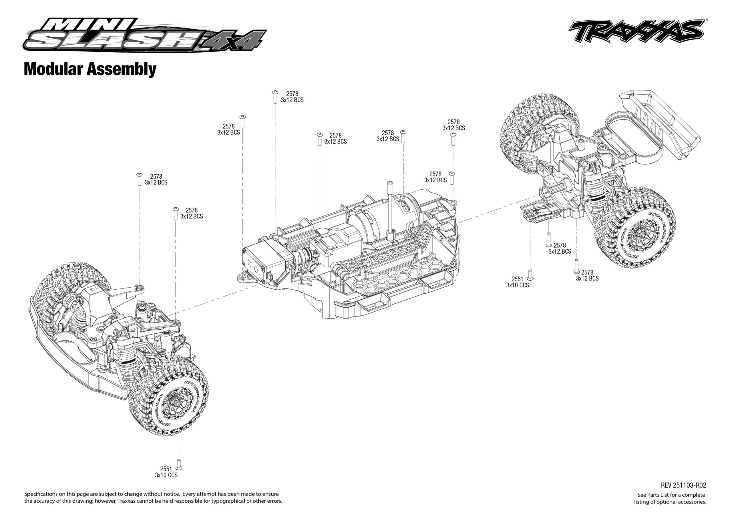 Mini Slash 4X4 (108164-1) Modular Assembly Exploded View