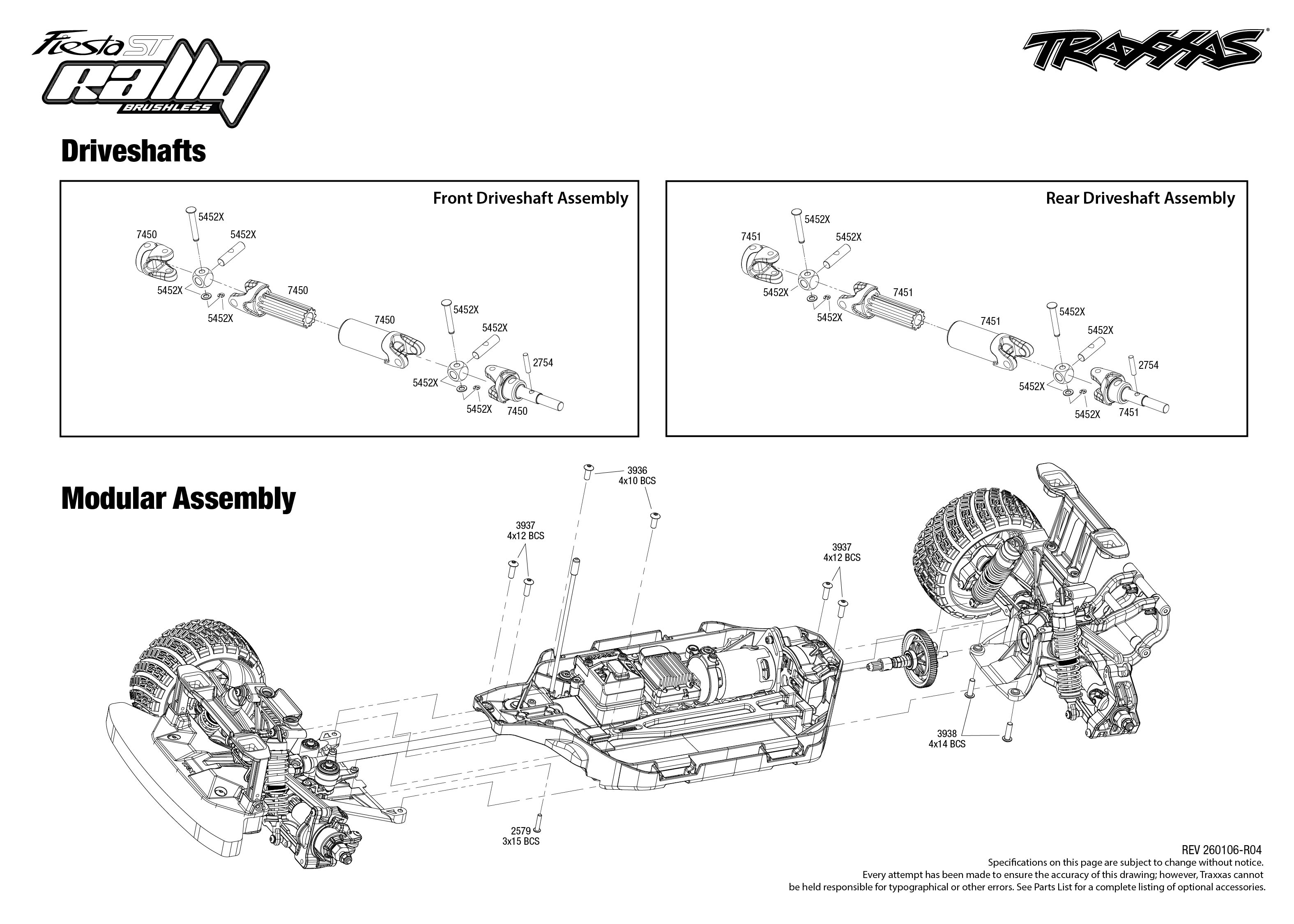 Ford Fiesta ST Rally Brushless (74154-4) Driveshafts Assembly Exploded View