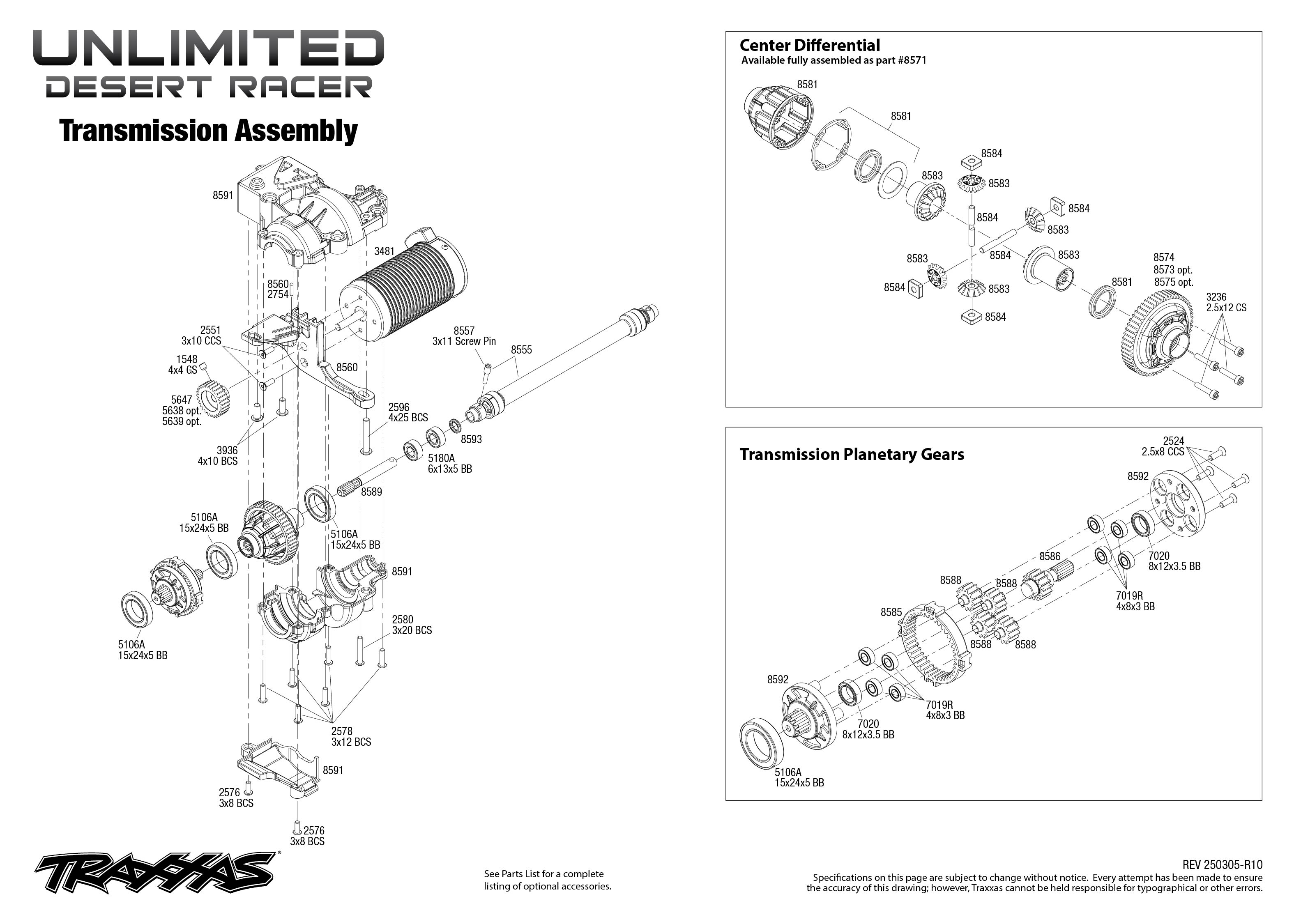 Unlimited Desert Racer (85086-4) Transmission Assembly Exploded View