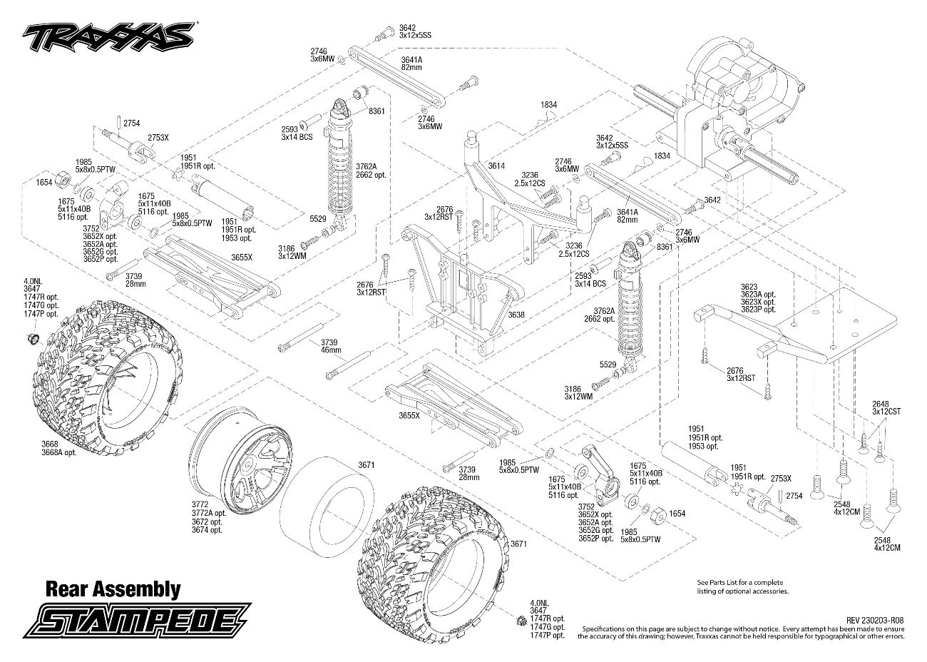 Stampede (36054-1) Rear Assembly Exploded View