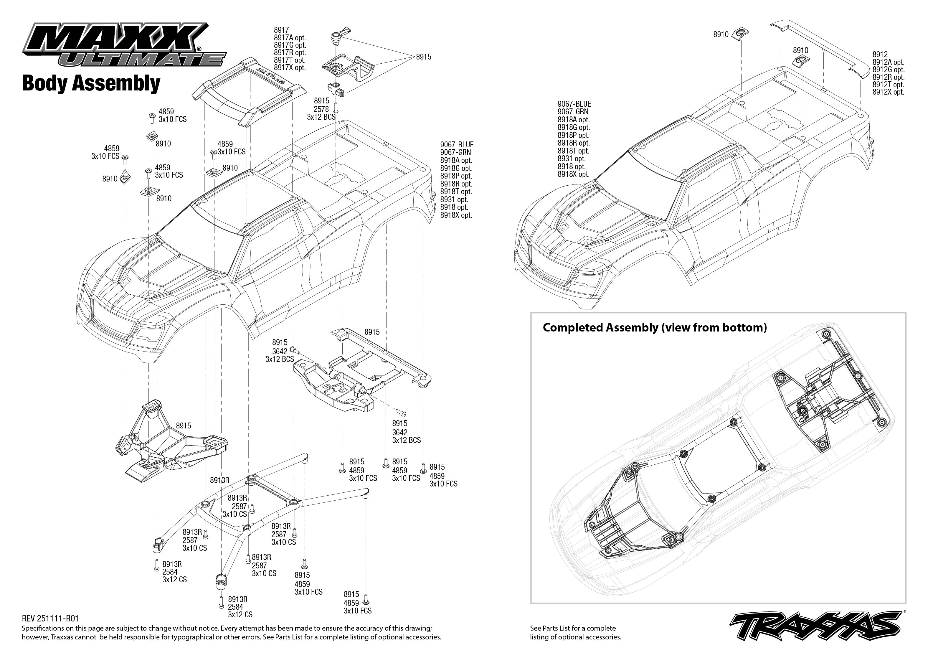 Maxx Ultimate (89087-4) Body Assembly Exploded View