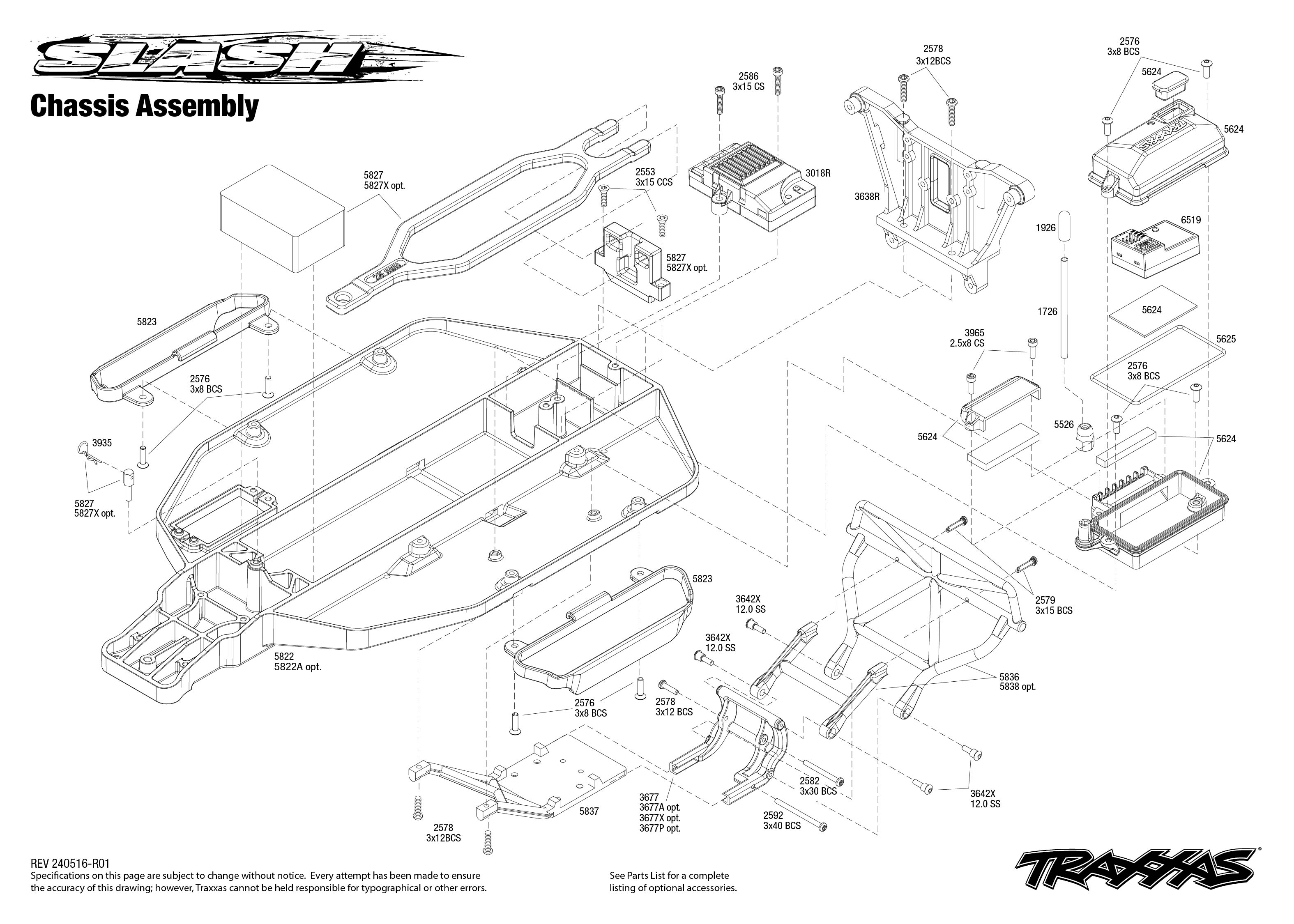 Slash EHD (58234-8) Chassis Assembly Exploded View