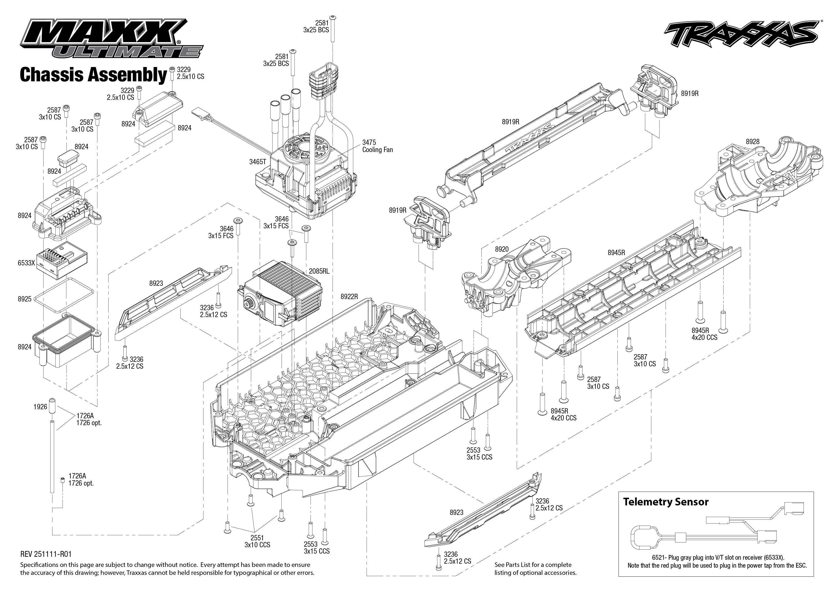 Maxx Ultimate (89087-4) Chassis Assembly Exploded View
