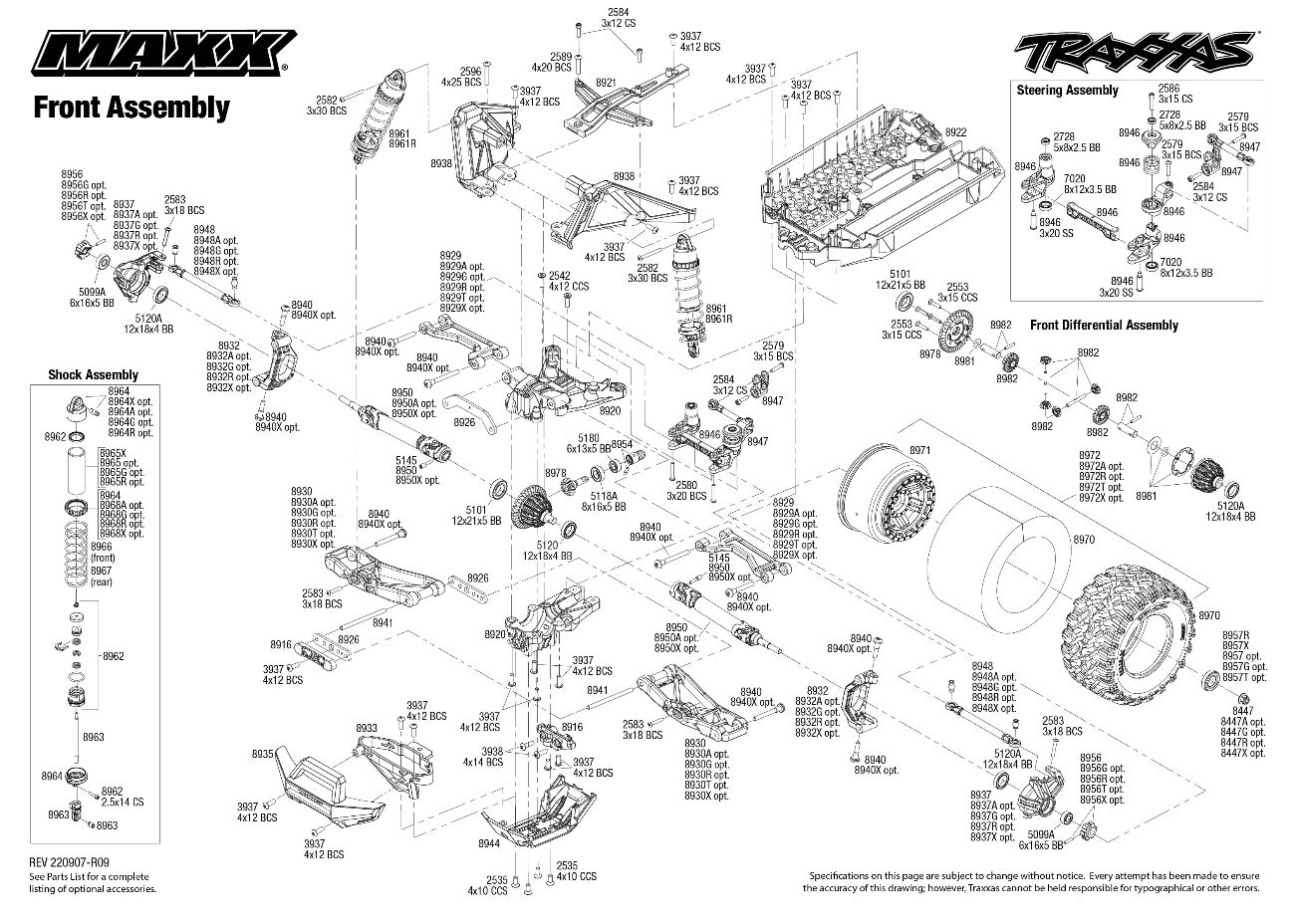 Traxxas Maxx® (89076-4) Front Assembly Exploded View