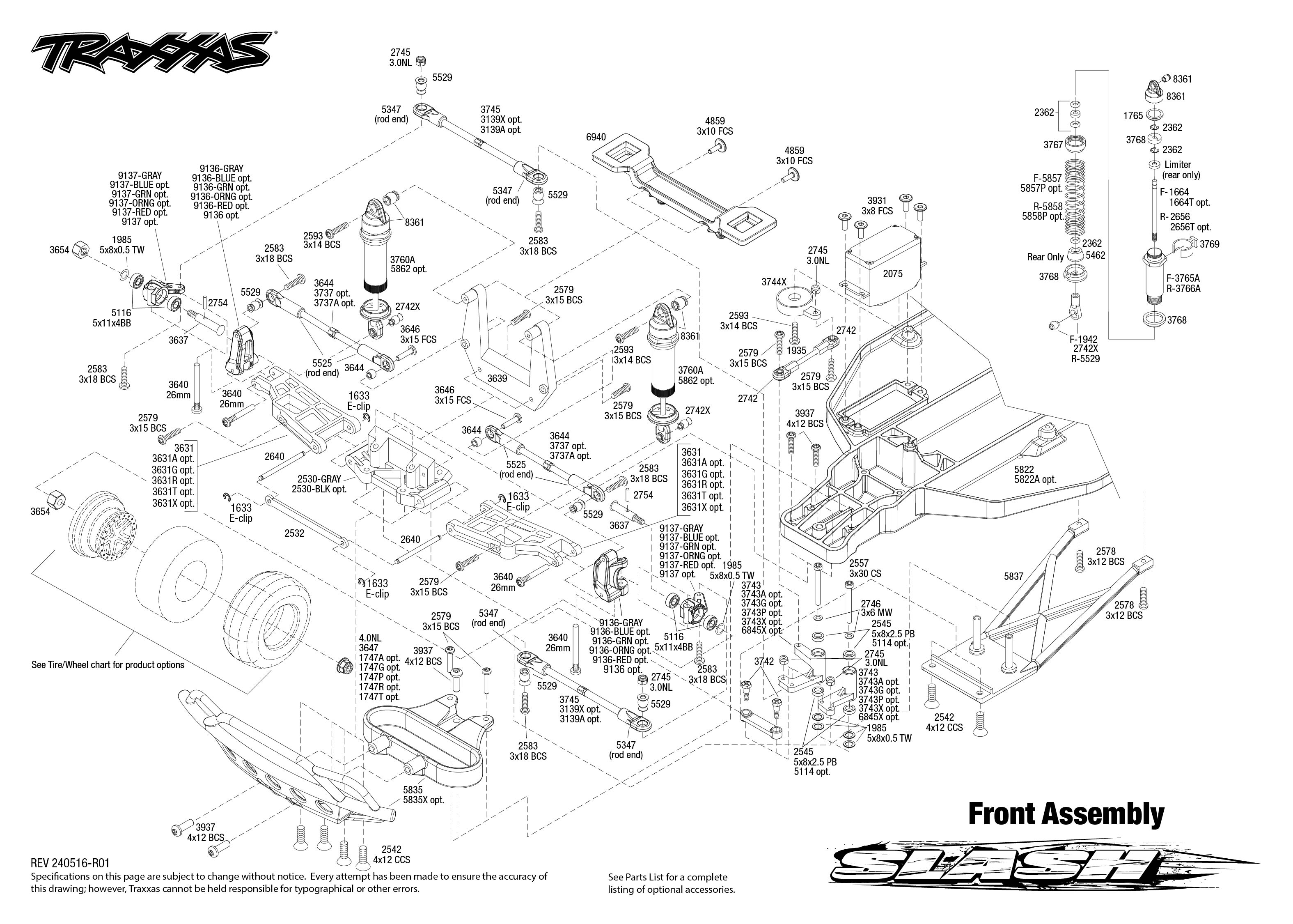 Slash EHD (58234-8) Front Assembly Exploded View