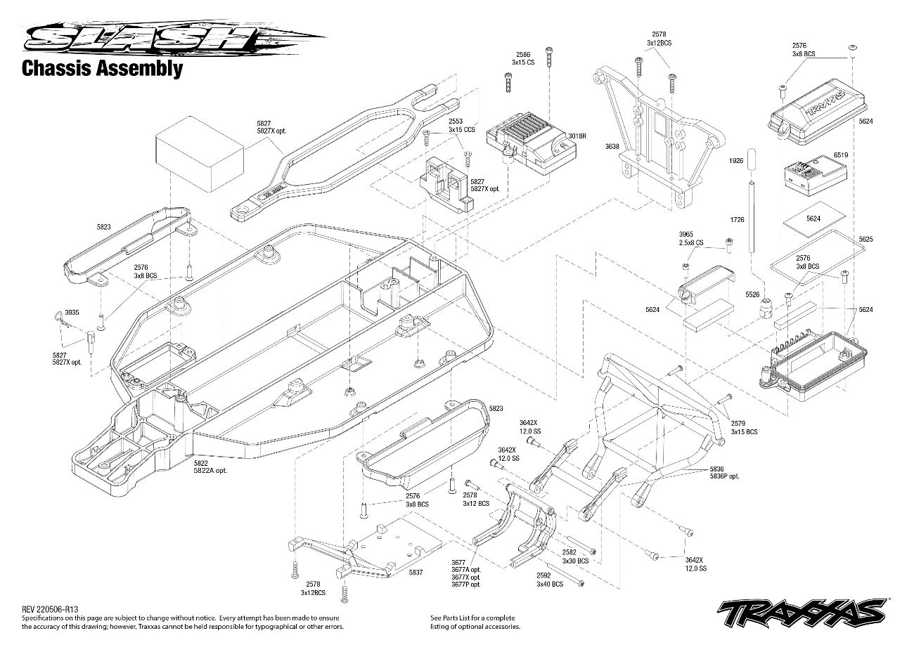 Slash (58034-1) Chassis Assembly Exploded View