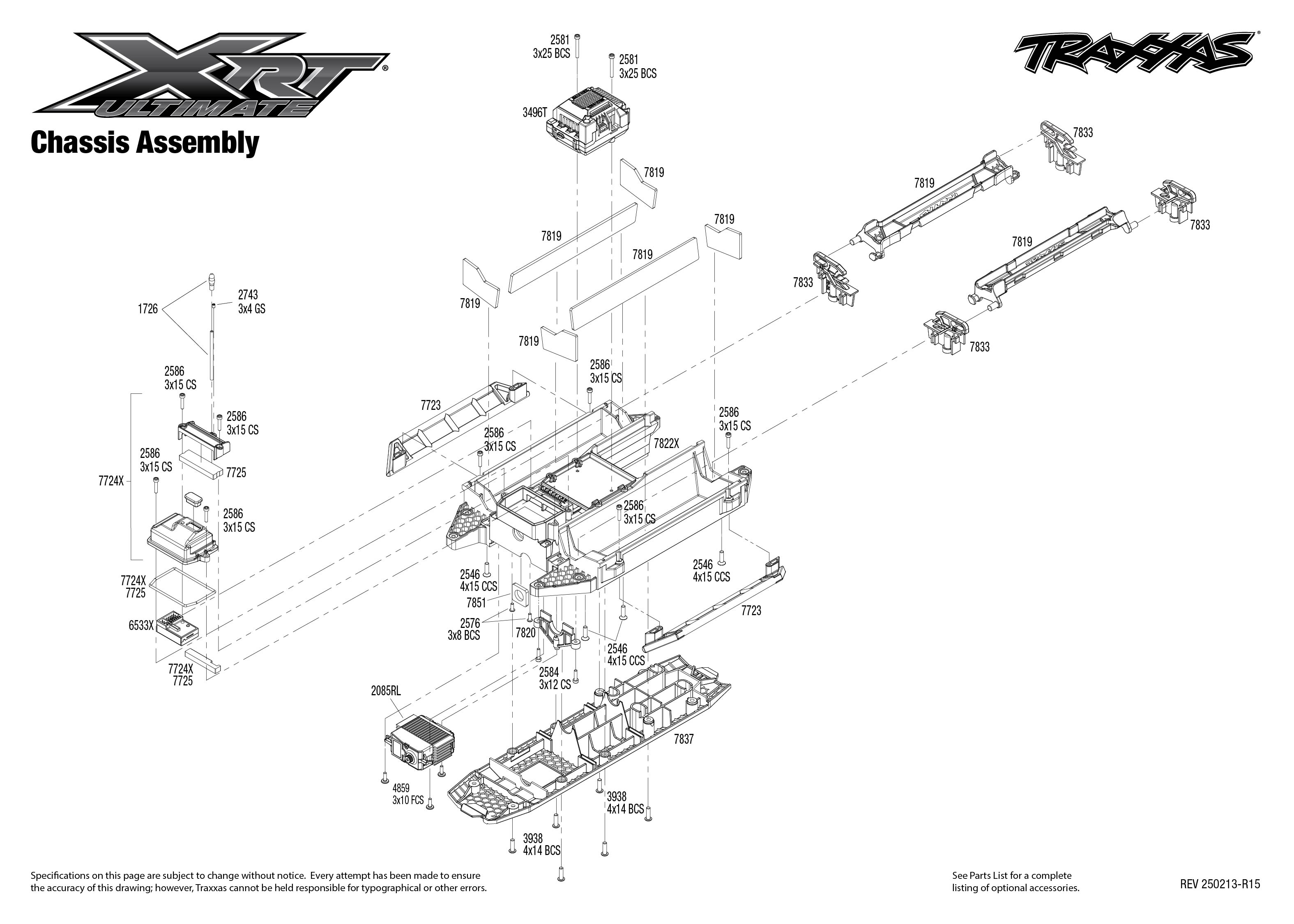 XRT Ultimate (78097-4) Chassis Assembly Exploded View