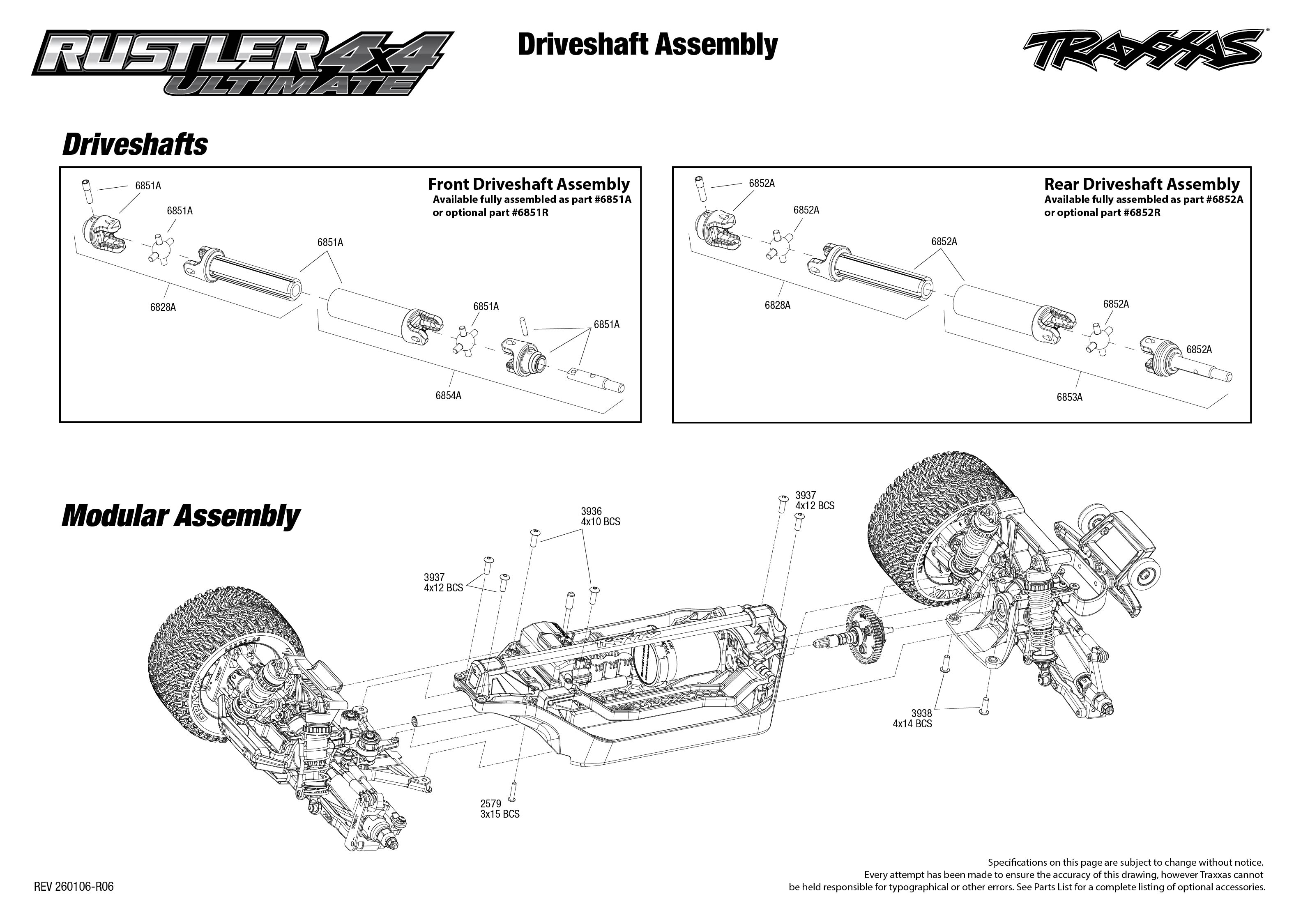 Rustler 4X4 Ultimate (67097-4) Driveshafts Assembly Exploded View