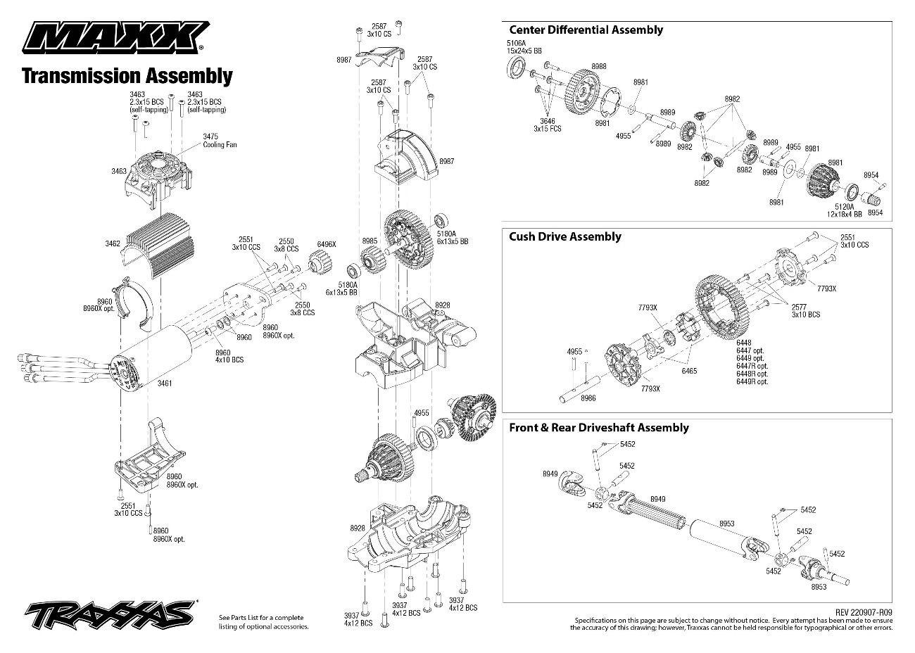 Traxxas Maxx® (89076-4) Transmission Assembly Exploded View